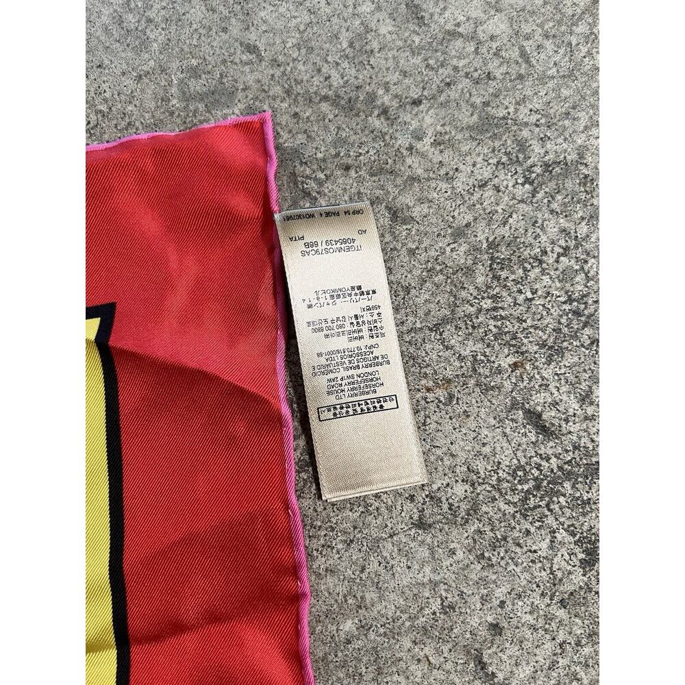 Burberry Women Scarf 100% Silk NWT Multicolor London‎ Printed - Picture 4 of 7
